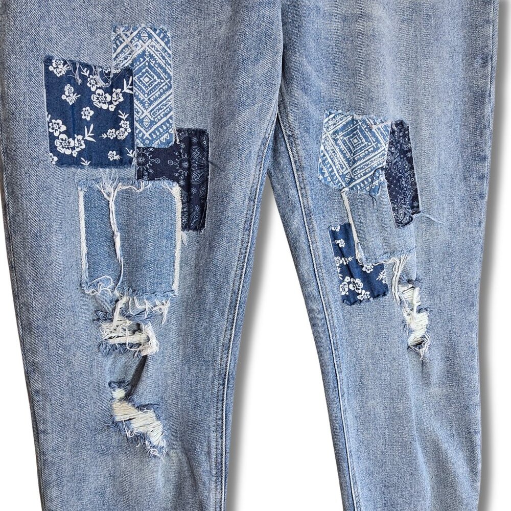 Maurices Light Blue High Rise Patchwork Jeans - Picture 6 of 7